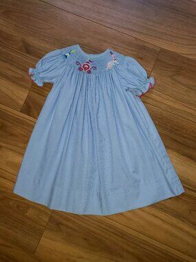 Le Cirque Bishop Smocked Cinderella Blue Dress Size 24m